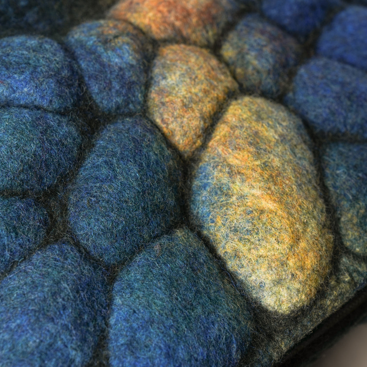 Pebbles Studio Bag, handmade wet-felted wool, studio photo 5