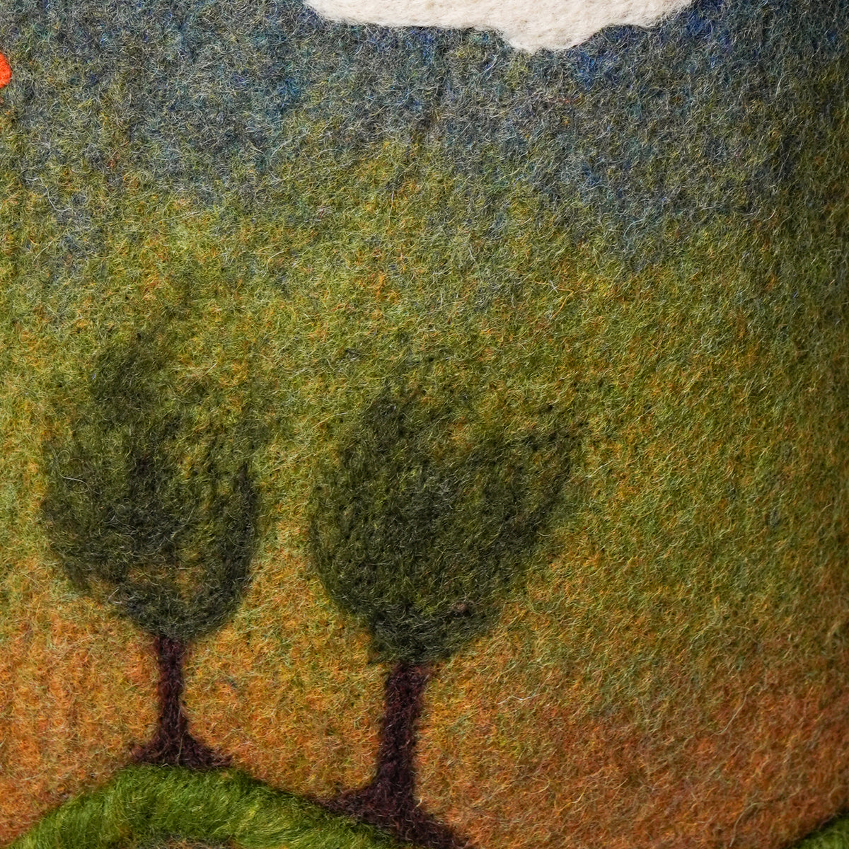 Heron Shopper, handmade wet-felted wool, studio photo 2