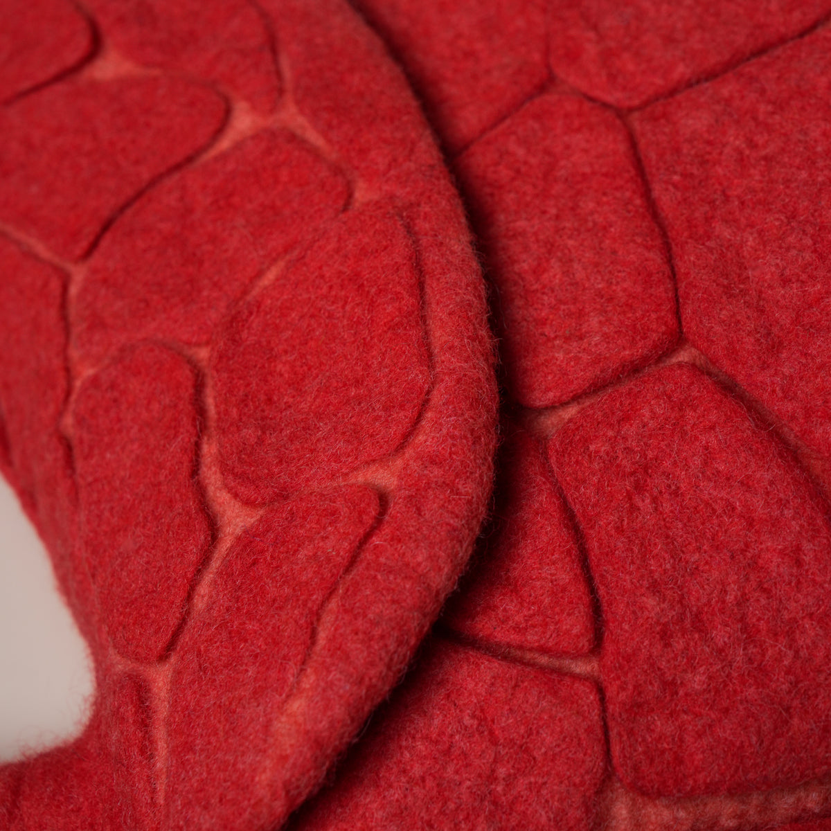 Mosaic Ruby Satchel Bag, handmade wet-felted wool, studio photo 5