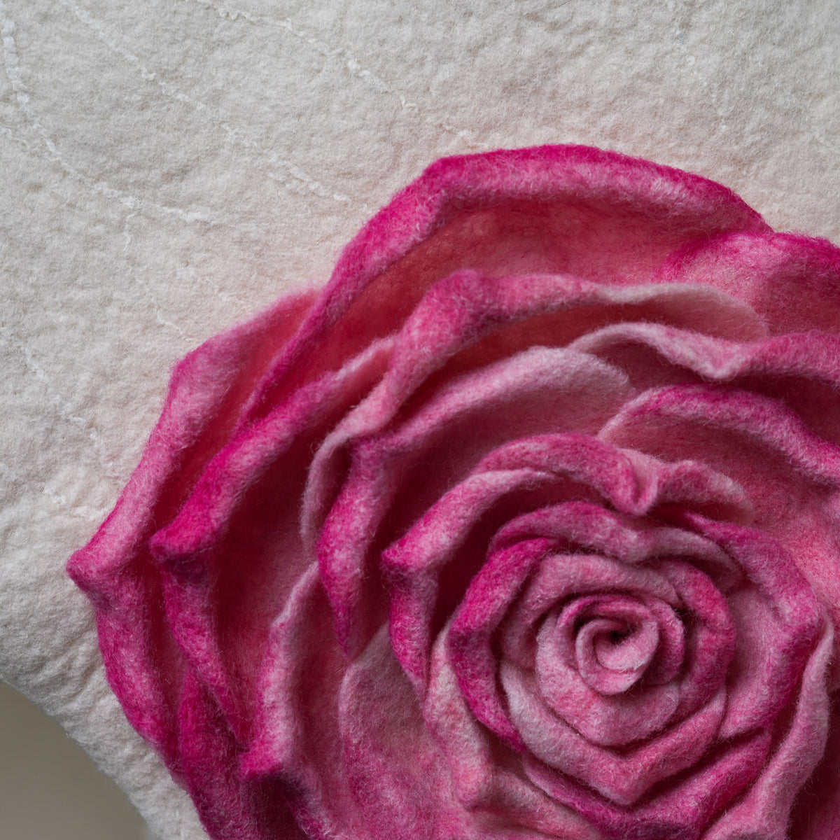 Blossom Studio Bag, handmade wet-felted wool, studio photo 5