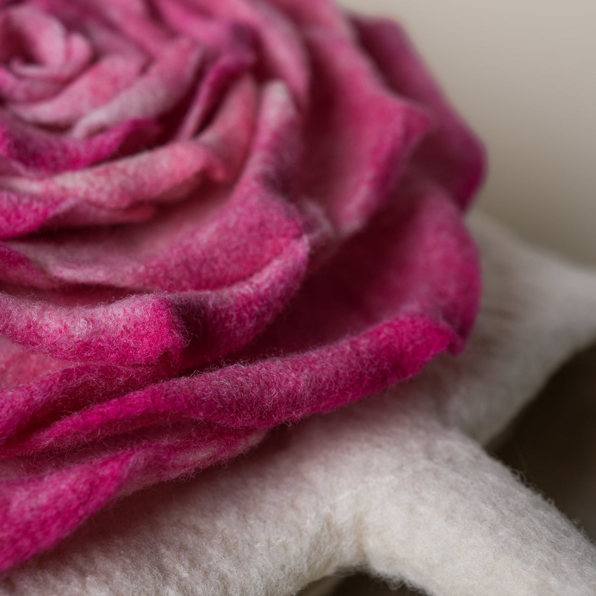 Blossom Studio Bag, handmade wet-felted wool, studio photo 6